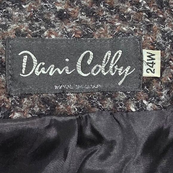 VTG Dani Colby Brown Tweed Wool Blend Coat Women 24W Double Breasted Winter - Picture 9 of 12